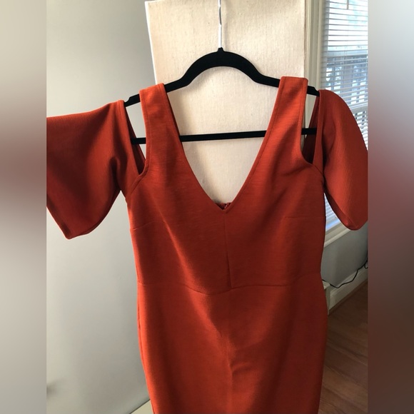 ASOS Cut-out MIDI Dress New Burnt Orange Size 10 - Picture 8 of 10